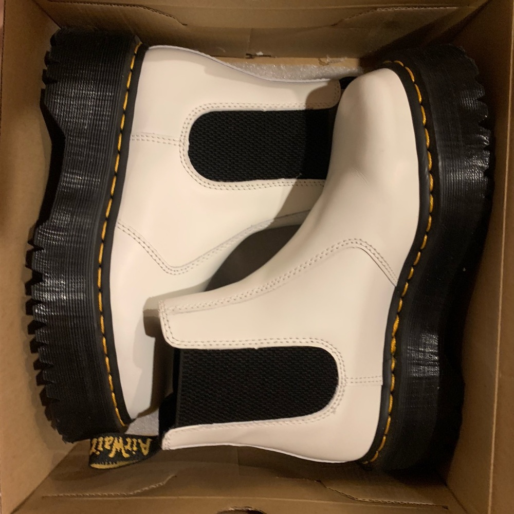 dr martens white chelsea platform boots